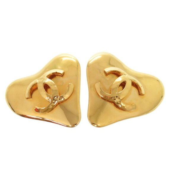 CHANEL Coco Mark Heart Metal Gold Earrings - Picture 2 of 10